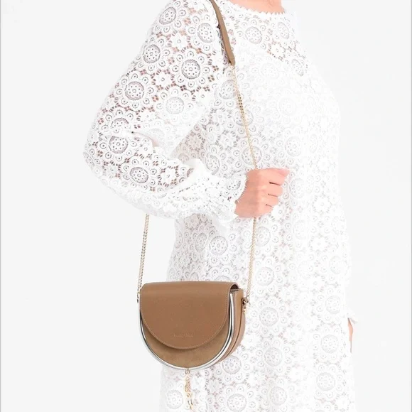 NWT See by Chloé Mara Evening Crossbody Bag Leather Suede Dark Khaki
